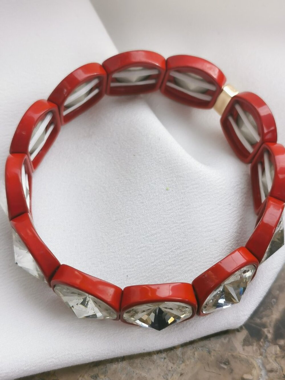 ❤️Roxanne Assoulin Hip Hop But Not Gold Red Clear Crystal Bracelet